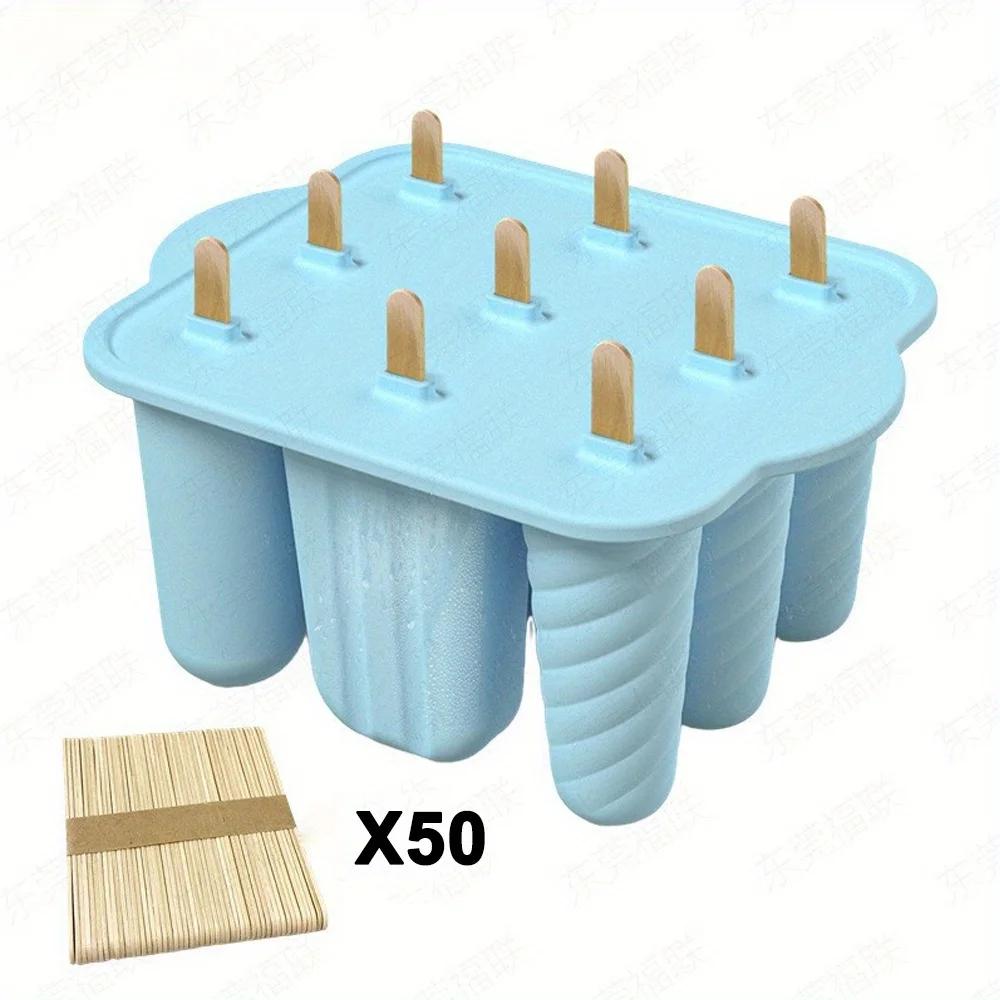 Popsicles Mold Reusable Easy-Release Silicone Homemade Maker Ice Pop Mold Trays with 50 Popsicle Sticks Summer Gifts