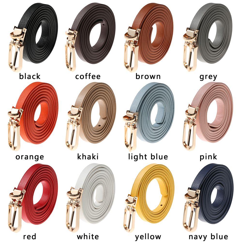 Girls Sweater Candy Color Dress Strap Thin Skinny Waistband Faux Leather Belts Adjustable Belt