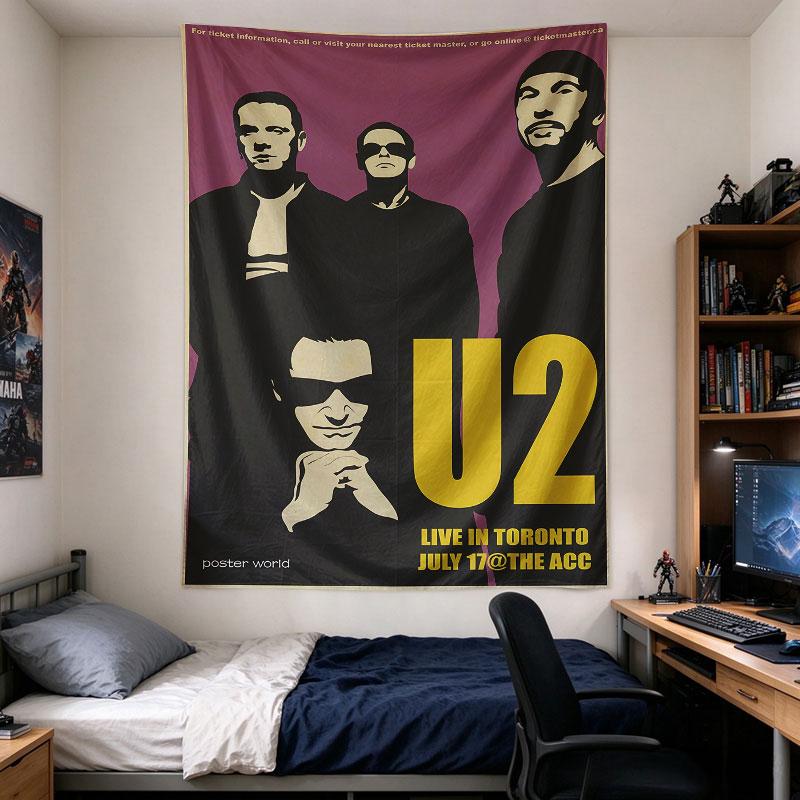 U2 Live in Toronto Retro Concert Poster Purple Band Silhouette Art