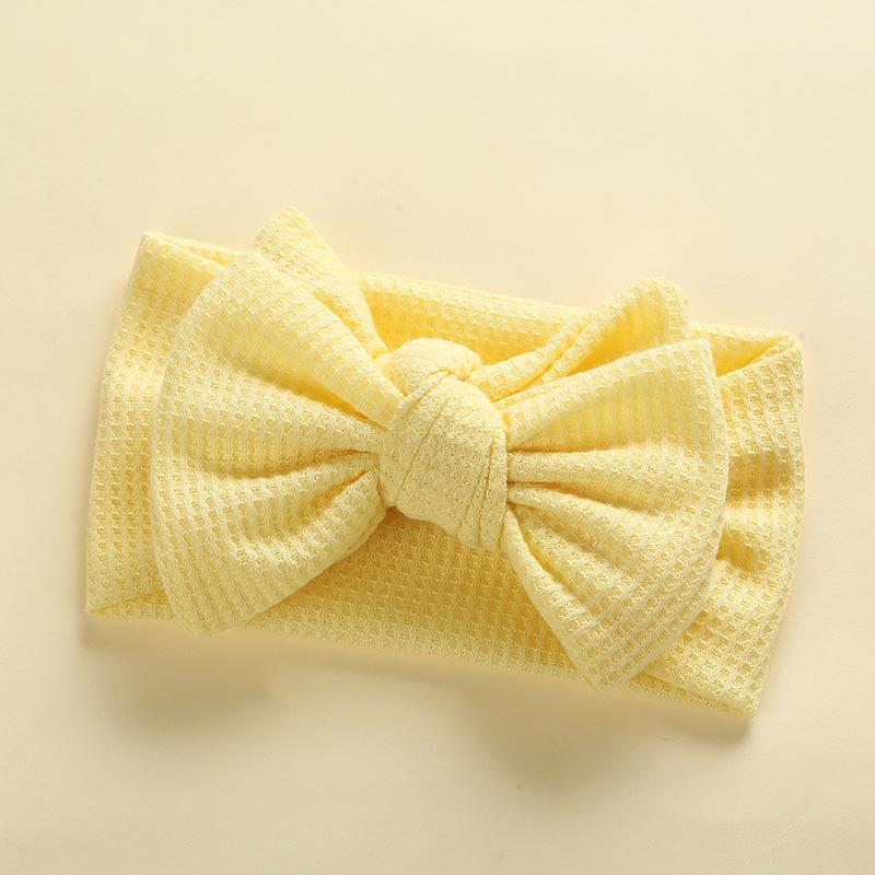 European & American Handmade Baby Hair Accessory: Large Bow Double Layer Waffle Texture Headband for Kids