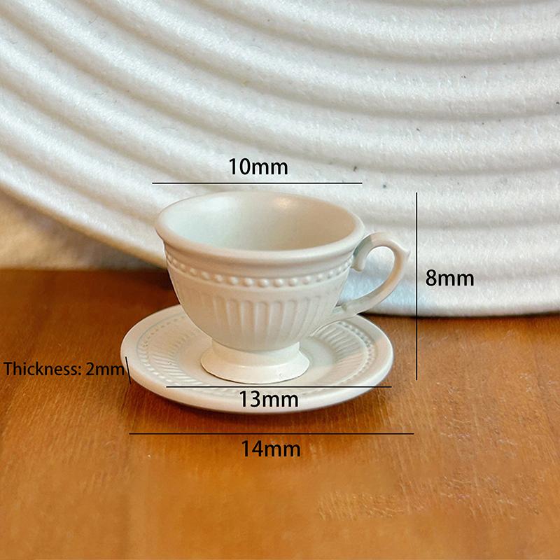 2PCS Small Luxury French Coffee Cup Plate Set Toy Dollhouse Mini Furniture Model DIY Accessories Miniature Scene Decoration
