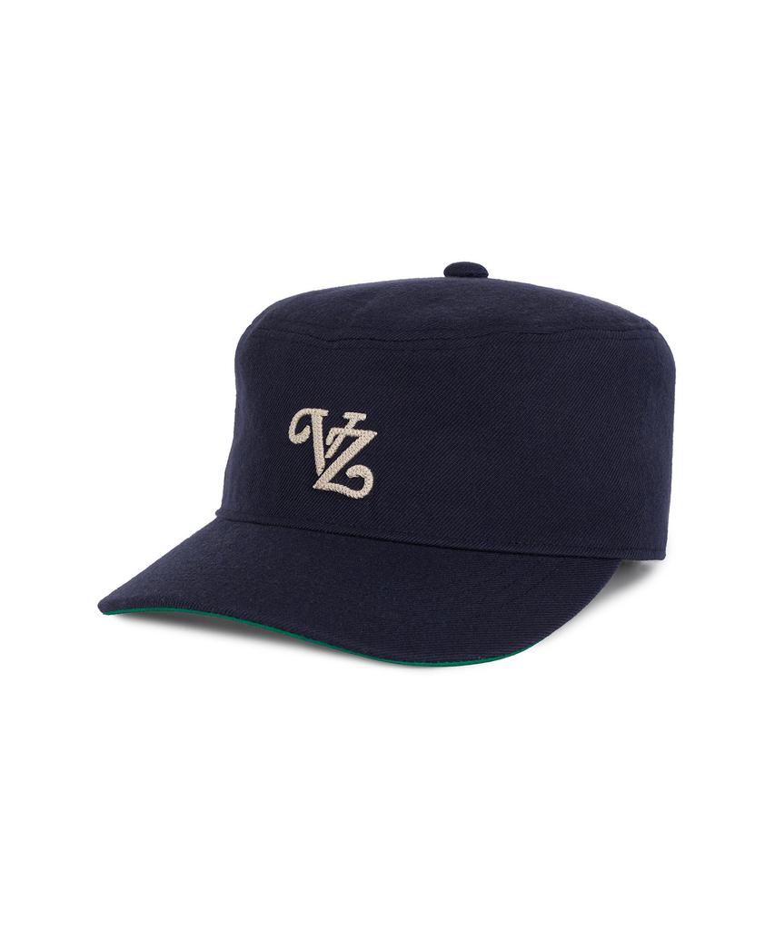 Bajal Leaf Chain Vz Monogram Pillbox Cap Navy