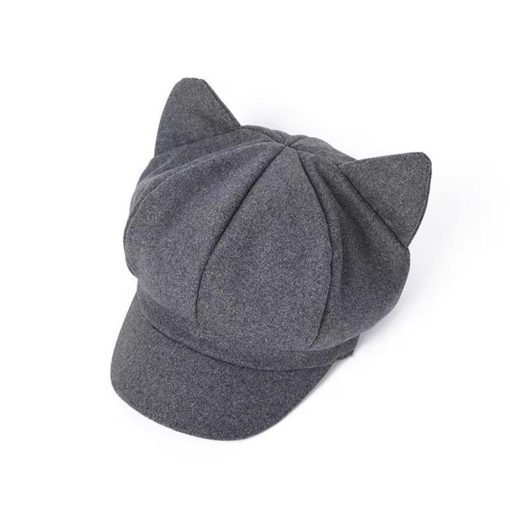 Adjustment Cat Ear Hat Cute Cat Ears Women Hat Retro British Beret Hat  Painter