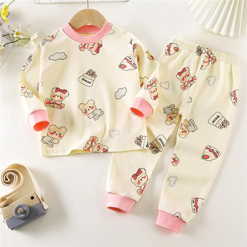 

Комплект детского нижнего белья из 100% хлопка, термопижама с длинным рукавом для мальчиков и девочек, детская одежда для дома, осенне-весенняя одежда для сна (2-8 лет) 73cm