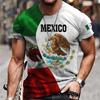 Vintage T Shirt For Men Mexico Flag Print Eagles Pattern Tshirt For Men Casual Short Sleeve Tee Tops Oversized Men Clothing