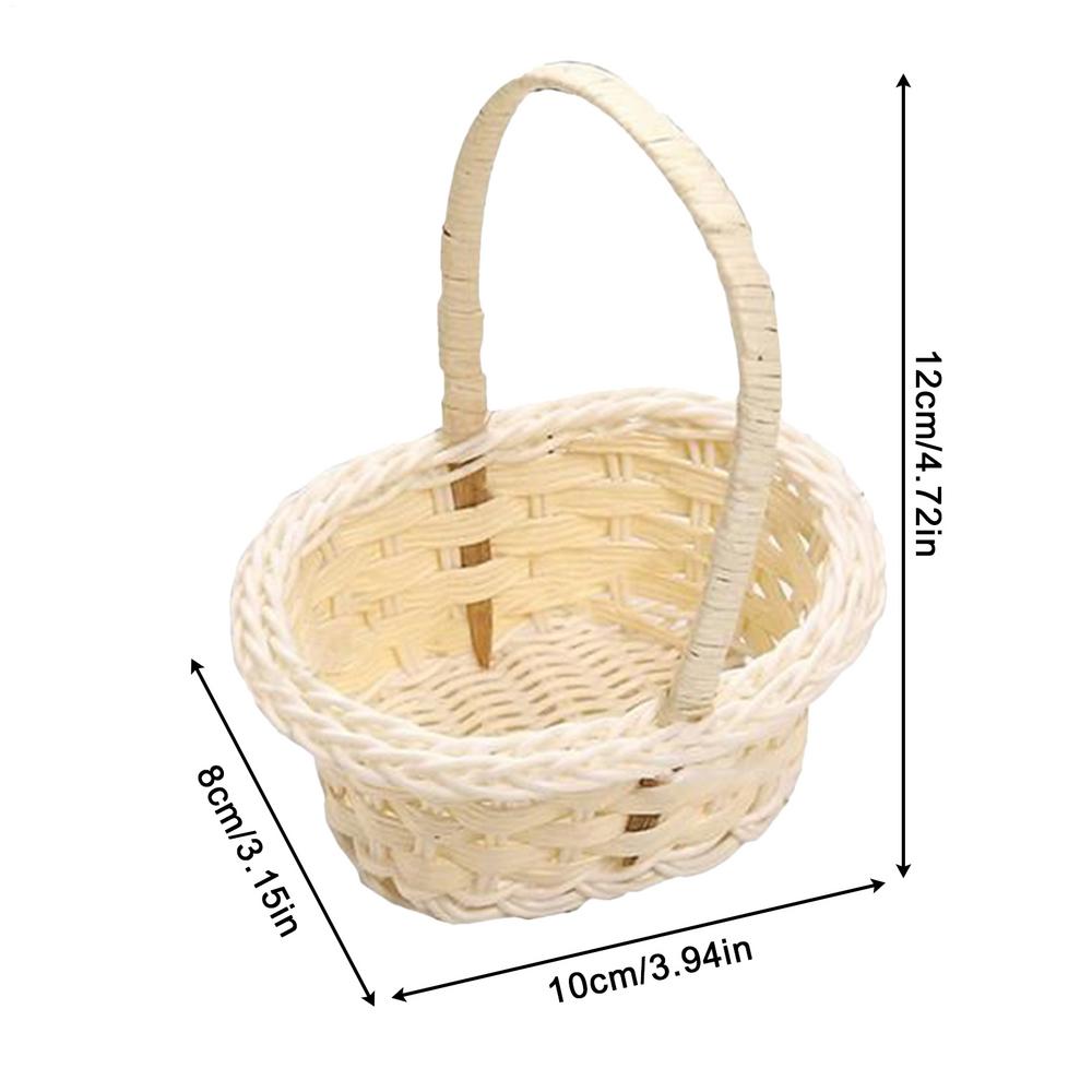 Mini Woven Flower Basket Tiny Miniature Imitation Rattan Baskets Girl Hand Basket Party Supplies Handheld Baskets Picnic Basket