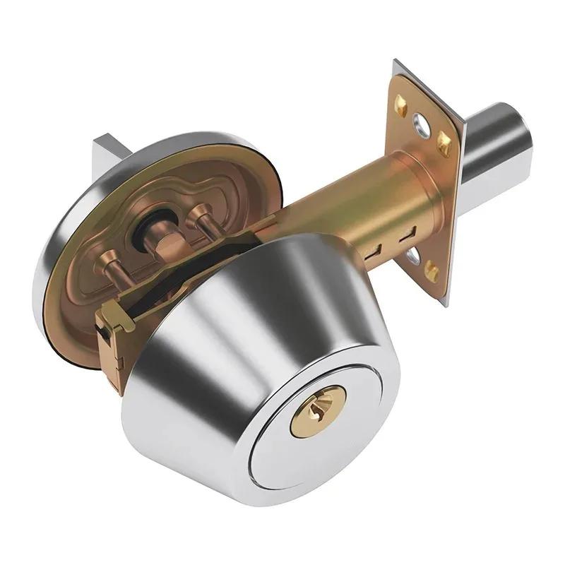 Stainless Steel Invisible Door Lock Integrated Lock Bedroom Wooden Door Simple Round Home Indoor Security and Anti-theft серебряный