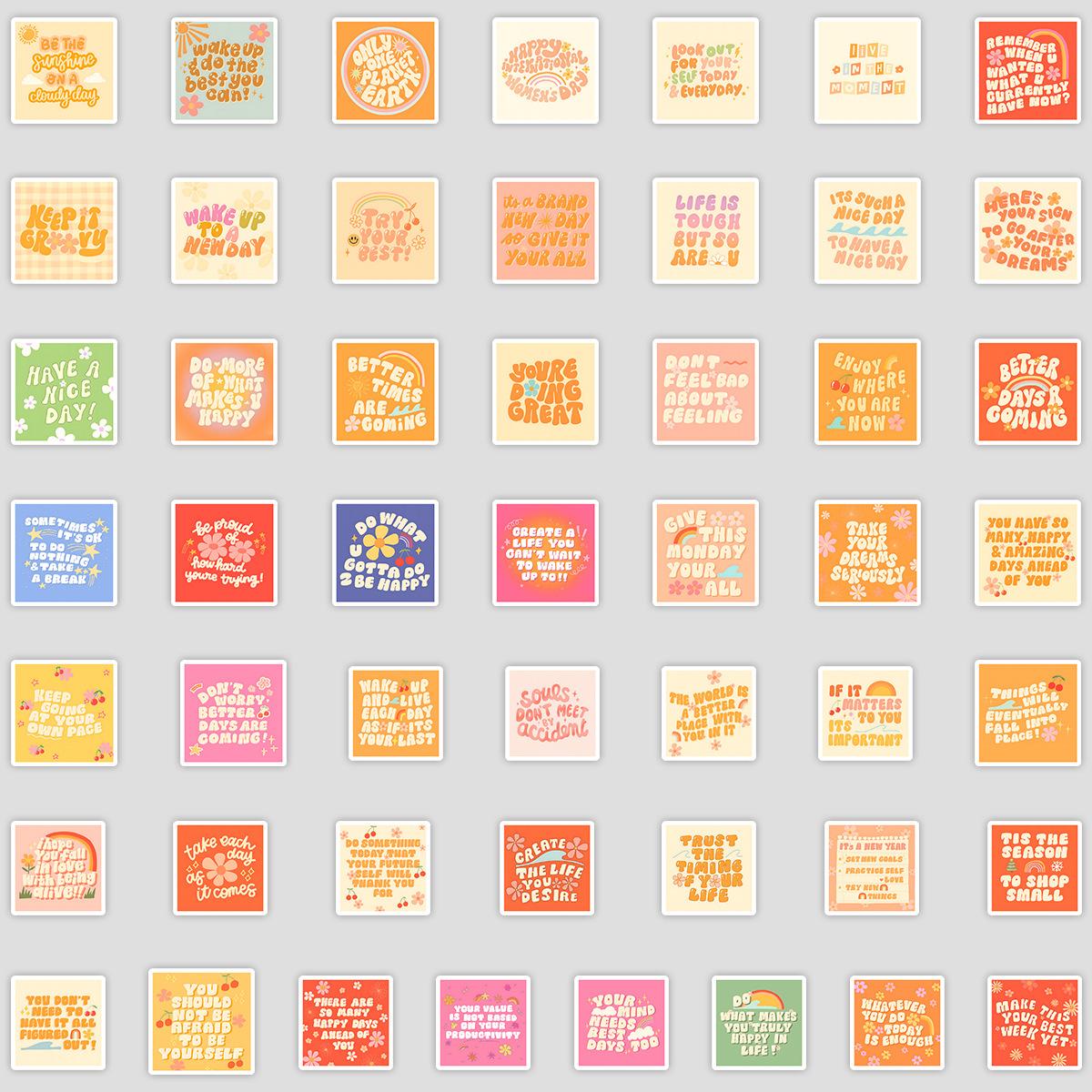 

50 English Phrases Graffiti Stickers Creative Phrase Stickers Water Cup Mobile Phone Computer Waterproof Decorative Stickers