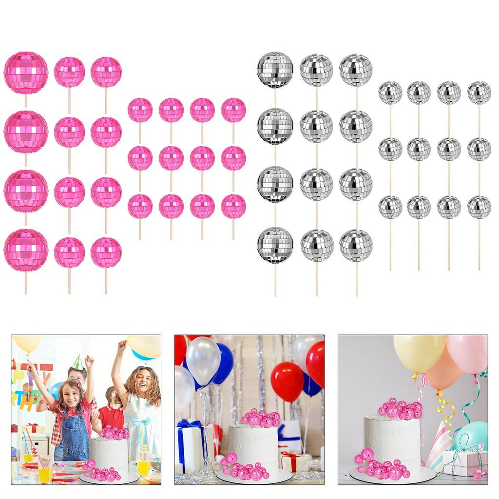 24 Stück Discos Thema Cupcake Topper für Geburtstagsfeier Kuchen Einstecker Dekorative Nachspeise Geburtstagsdekorationen