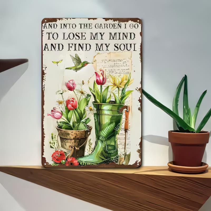 Blikken Bord Vintage Tuin Citaat Muurkunst En de Tuin In Gaan Om Mijn Verstand te Verliezen Mijn Ziel te Vinden Retro Bloemen Botanisch Metalen Plaat f