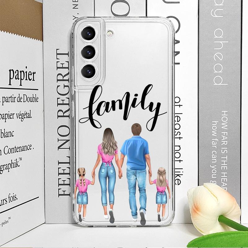 Super Mom Dad Baby Family Phone Case for Samsung Galaxy S25 S24 S23 S22 S21 S20 Plus Ultra FE A55 A54 Clear Soft Covers Boy Girl