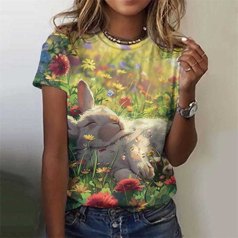 Buntes Schmetterling Tierdruck T-Shirt Damen Harajuku Vogel Blume Grafik Kurzarm T-Shirts Mode Grafik O-Ausschnitt T-Shirt Top