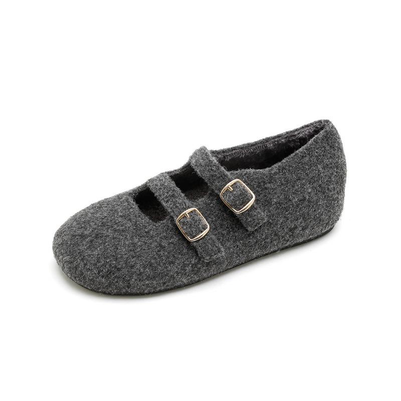 

Противоскользящая стелька, Обувь для увеличения роста, Женские флисовые туфли, На одной липучке 35 серый