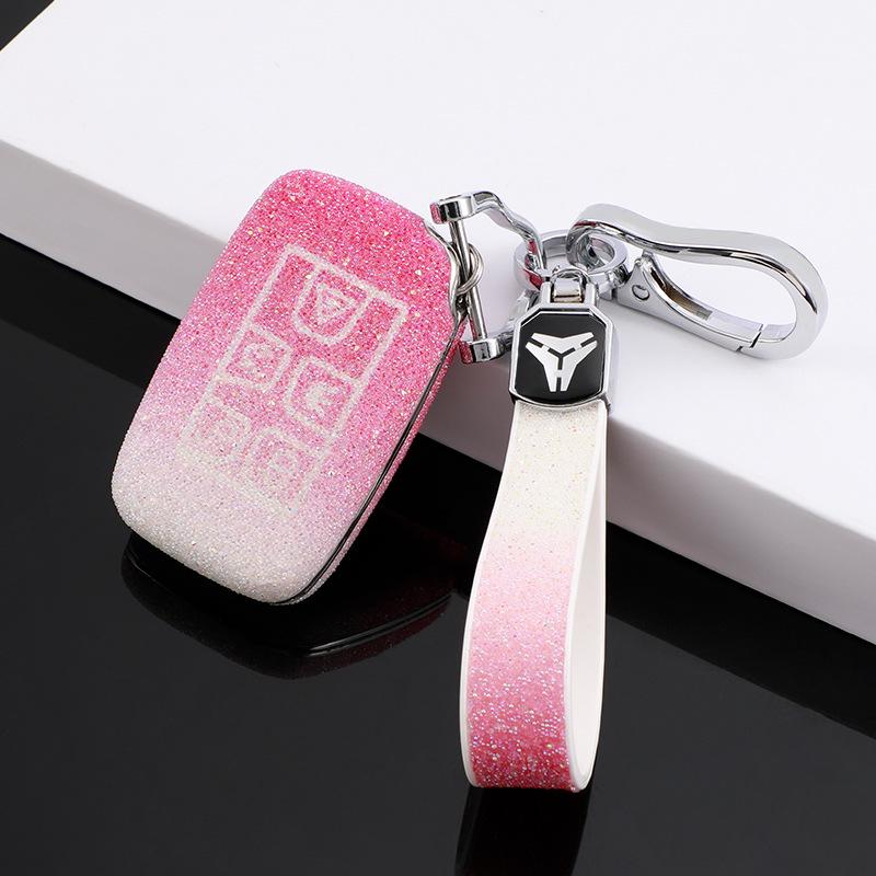 Range Rover & Jaguar Car Key Case with Diamond-Studded Buckle for Evoque, Velar, Discovery, Freelander, XFL, XEL