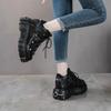 Fashion Sneakers Women NEW Punk Style Shoes Lace-up Heel Height 6CM Platform Shoes Gothic Ankle Rock Boots Metal Decor Woman Sneakers