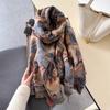 Classic Painting Thickened Scarf Women Autumn Winter Warm Neckscarf Shawl Fashion Tassels Pashmina Lady Wrap Windproof Scarves