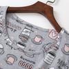 Women Round Neck Short Sleeve Casual Nightdress Printed Loungewear