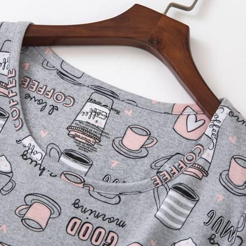 Women Round Neck Short Sleeve Casual Nightdress Printed Loungewear