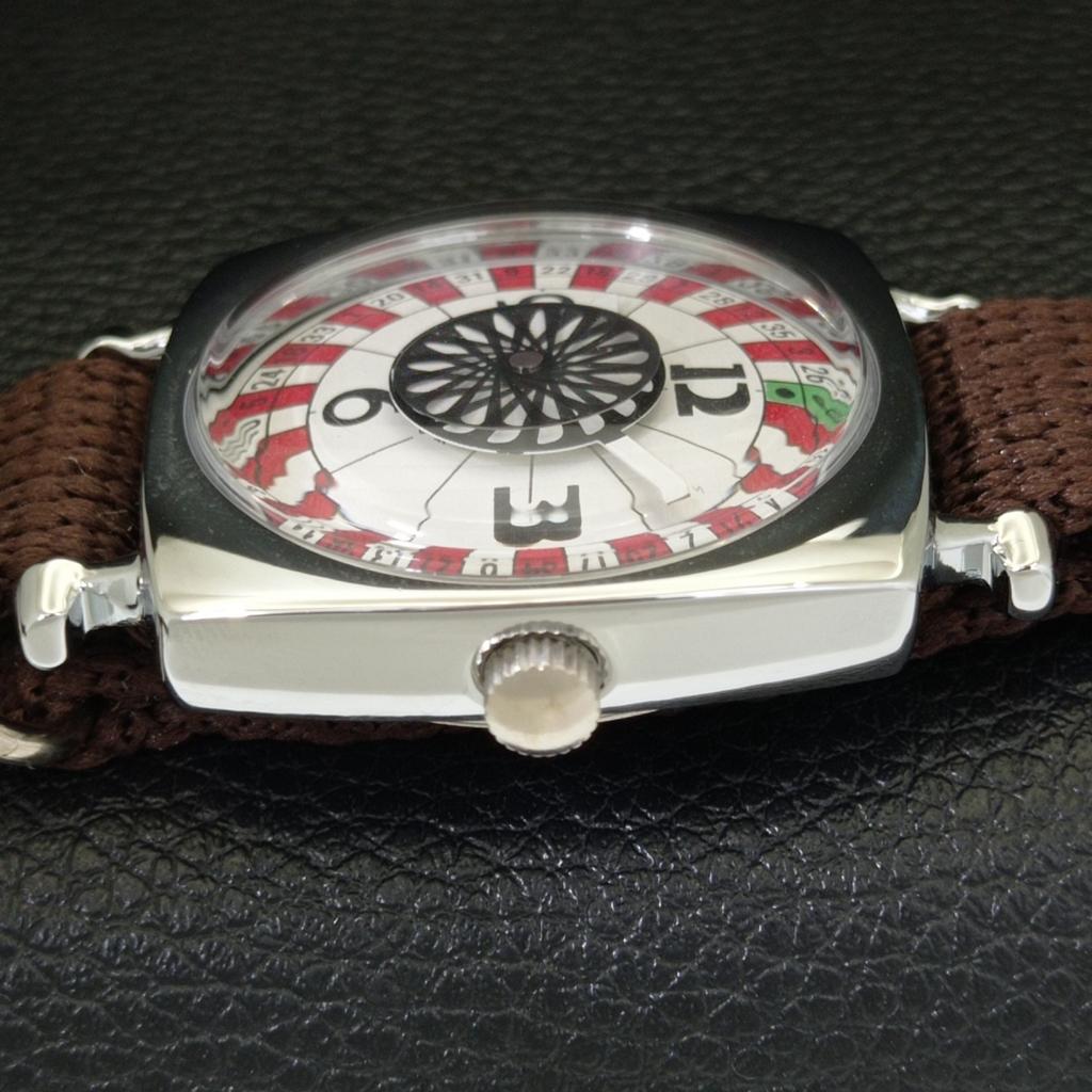 VINTAGE REFURBISHED HAND-WINDING ROULETTE SWISS MENS WHITE DIAL WATCH a700917-5 R205a-a700917