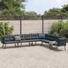 Garden Benches Set of 4 with Cushions Black Powder Coated Steel
