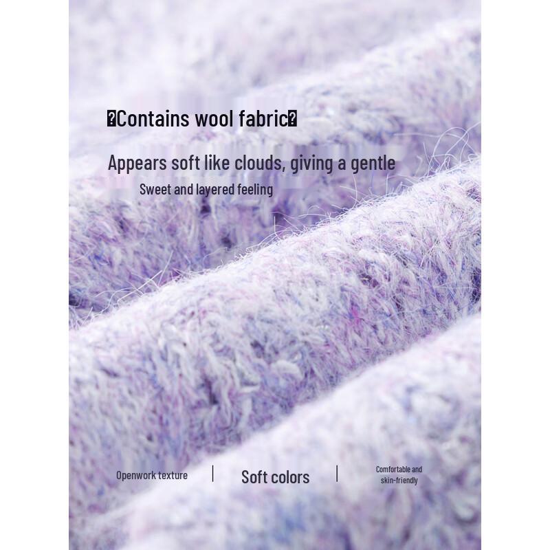 Women's French Romantic Lavender Hollow Knit Sweater