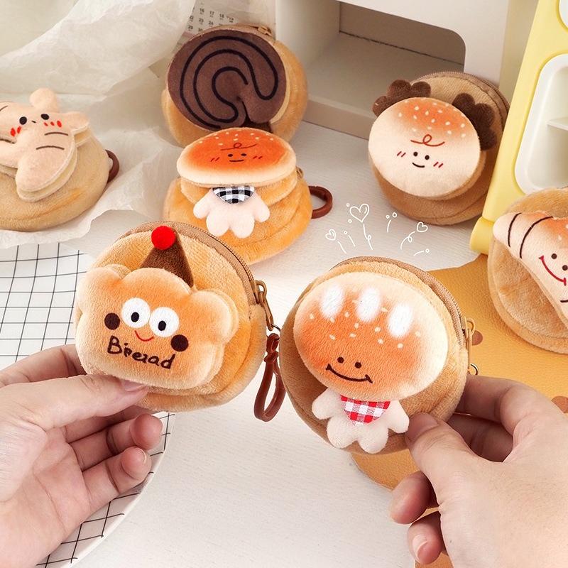Soft Plush Toy Figurine Money Wallet for Students - Portable Coin Storage Bag with Cartoonish and Cute Design - Zipper Headphone Bag