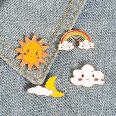Cartoon Sun Moon Cloud Rainbow Email Brož Pin Bag Collar Lapel Badge Šperky