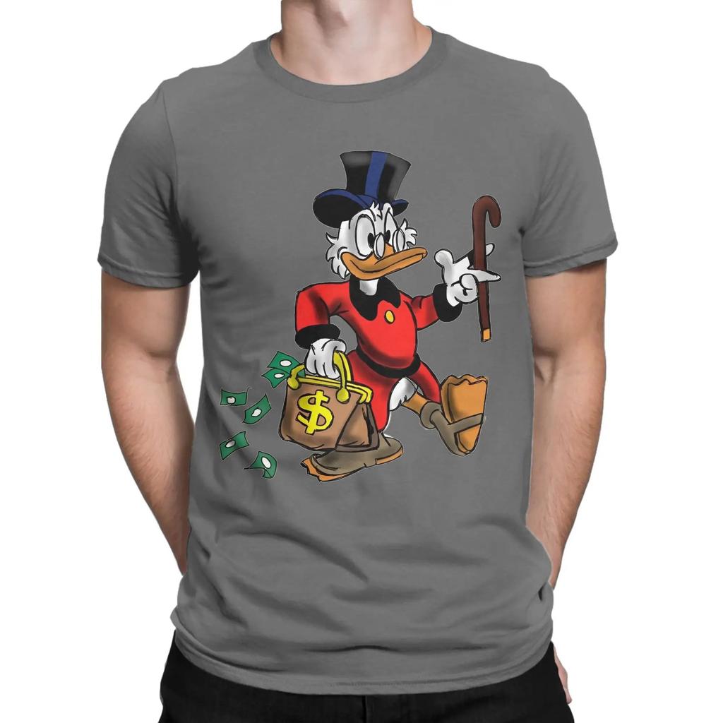 Scrooge McDuck 100 Cotton TShirt Mens Summer DuckTales Fun Tshirts Famous Anime Unisex Comfortable Women Men Tshirts