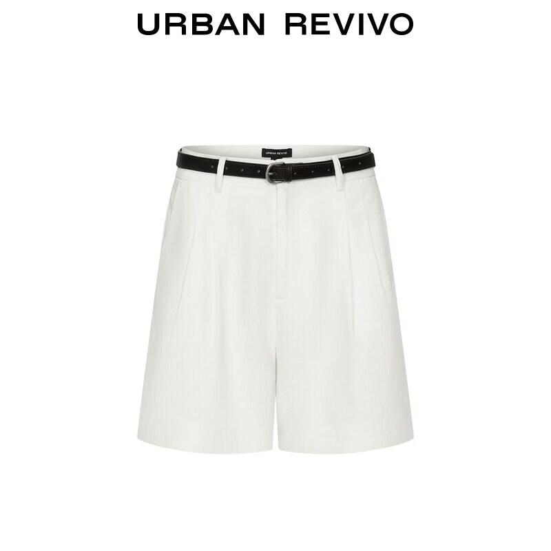 UR2026 Women's Summer Belted High-Waist Linen Blend Shorts