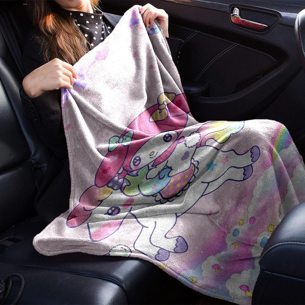 1pc My Melody Unicorn Blanket Lightweight Flannel Throw for Sofa Bed Travel Camping Livingroom Office Couch Chair