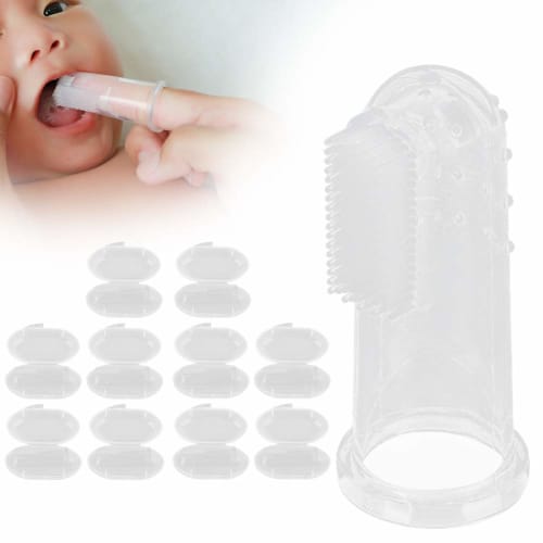 10 Finger Toothbrushes for Toddlers, with Box, Transparent Shell