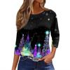 Women's T Shirt Christmas Print 3/4 Sleeve Daily Weekend Fashion Basic Round Neck Regular Top
