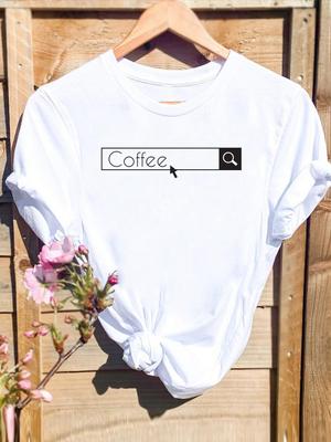 (Asian Size) Graphic Tee Casual T Clothing Coffee Style Cute 90s Print Female Casual Women's Top Fashion Short Sleeve T-shirt