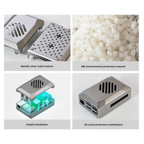 Custodia Shadow per scheda madre con ventola di raffreddamento PWM Custodia protettiva Efficiente dissipazione del calore Resistente alla corrosione Custodia ABS Shadow per Raspberry pi5