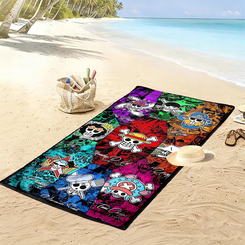 Anime Pirate Adventure Print Beach Towel, Large Soft Quick Dry Towel for Beach Camping Swimming