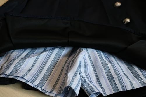 Hosaku Co., Ltd. Women's School Blazer, Sailor Suit, Lolita/Gothic Lolita Style, Two-Piece Set, Long Sleeves, Pleated Skirt (Black/Navy, Size L)