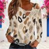 Women Plus Size Camouflage Print Asymmetric Cutout Cold Shoulder Long Sleeve Fitted Top