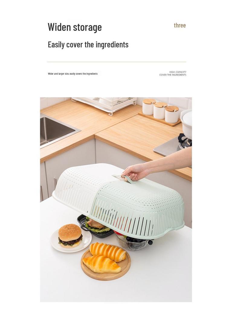 Foldable Breathable Rectangular Dustproof Food Dish Cover - Anti-Fly, Large & Small Sizes