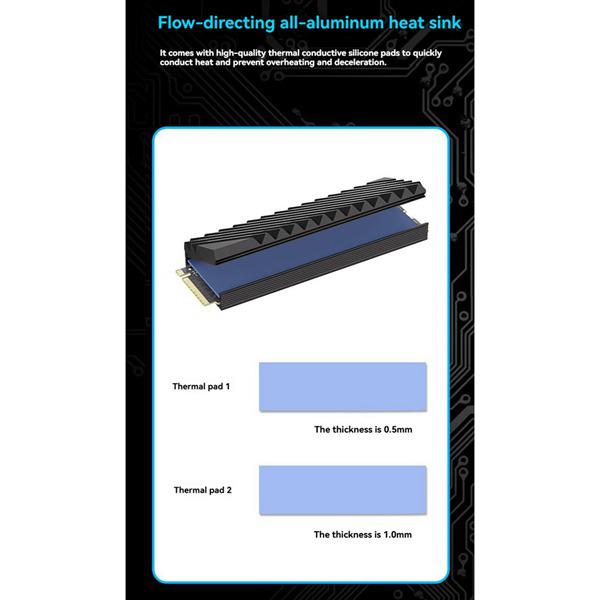 Black Aluminum SSD Heatsink for M.2 2280 Drives