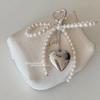 Women's Silver Metal Plump Heart Keychain Set