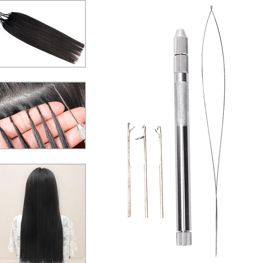 Aluminum Handle Pulling Loop Needle Micro Beads Looper Threader for Hair Extension
