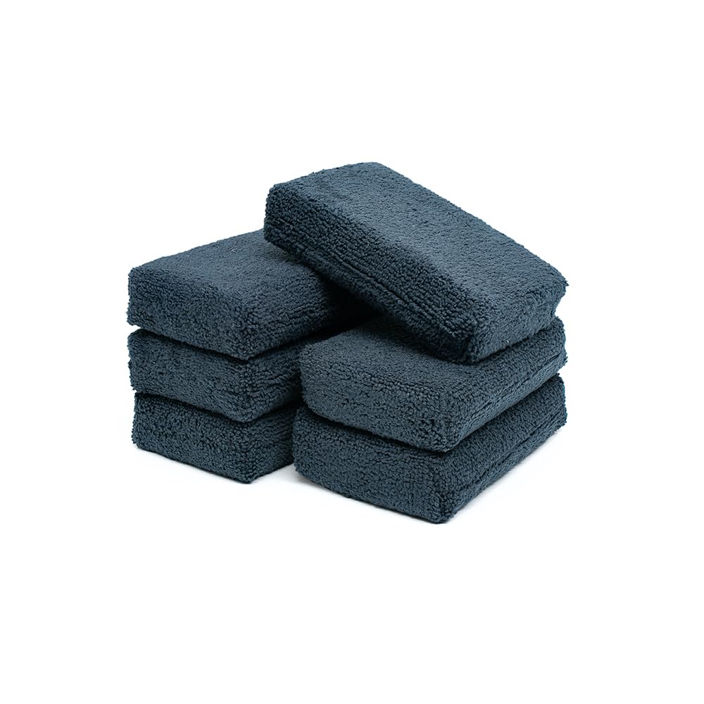 The Rag Company Аппликатор x Набор из 6 губок, 7,6 13 см, (Черный/Махровая ткань)