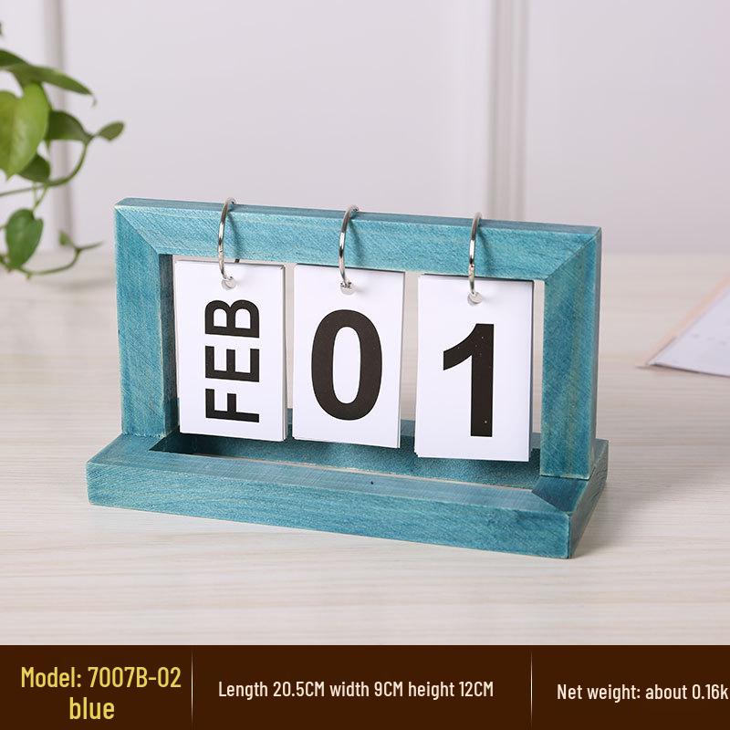 Perpetual Wooden Flip Calendar: Home and Desk Decor