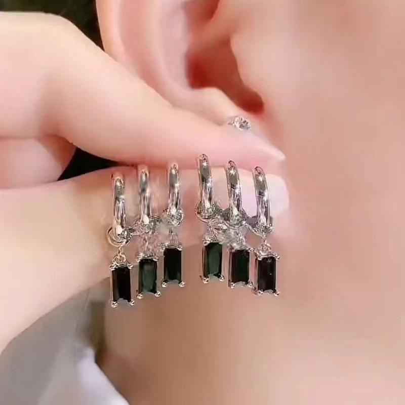 Dongdaemun High-End Long Fashion Earrings Trendy Ear Accessories чёрный