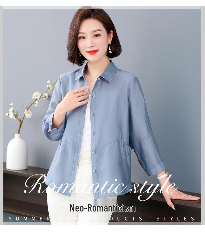 Tencel Spring Elegant Casual Lapel Shirt Jacket - Stylish, Versatile, Loose Fit for Women
