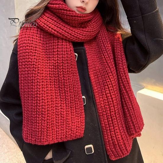 Solid Color Wrap Women Scarf Thickened Warm Autumn Winter Versatile Comfortable Knitting Long Fashion Accessory