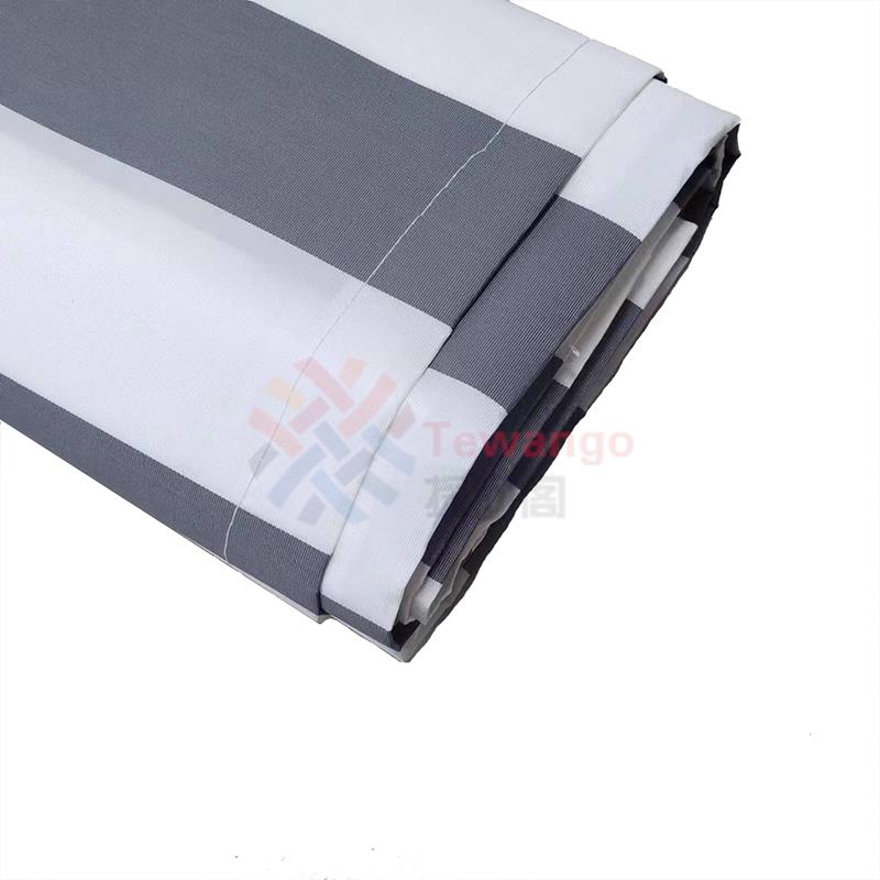 Outdoor Retractable Telescopic Canopy White+Gray Stripes 10cm Space Courtyard Awning Replacement Fabric IP4 Waterproof Cloth