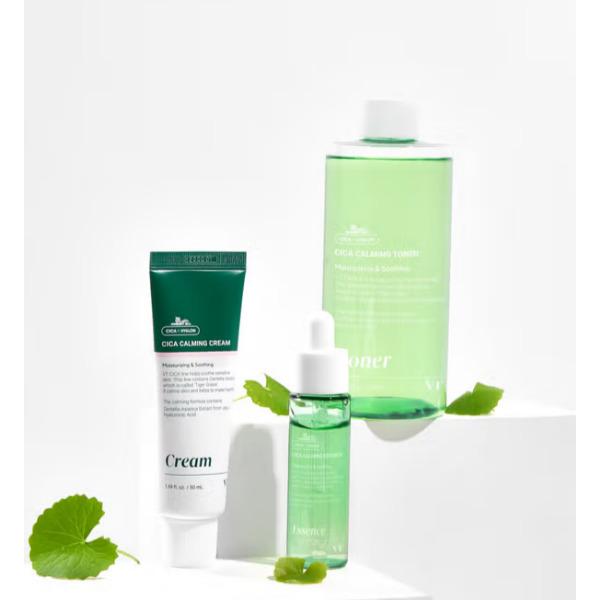 VT Cica Beruhigendes Hautpflege- & Masken-Set – Toner, Essenz, Creme & Tuchmasken (4-stufiges Set)