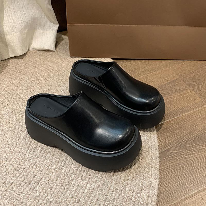 Internet celebrity thick-soled heightening slippers women's 2025 spring and autumn new popular outer wear high-heeled bag head half slippers
