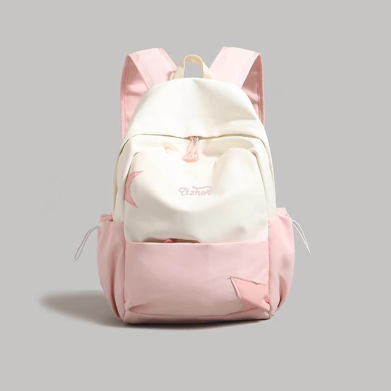 Contrasting color 2025 new female college student schoolbag large capacity lightweight short-distance travel backpack women's backpack